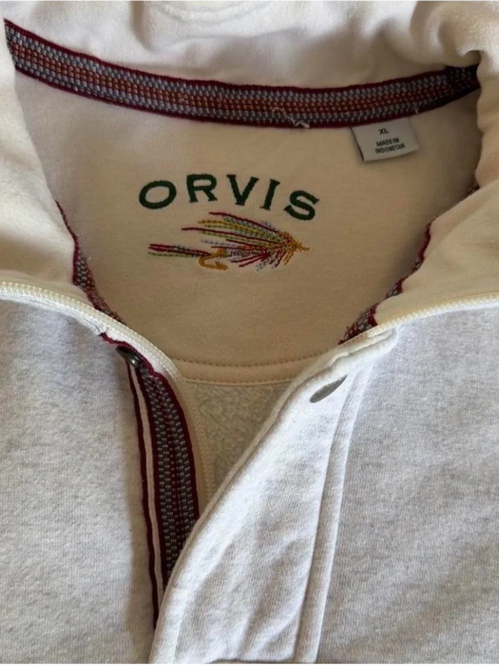 Orvis Men's Cream/Tan Half-Zip Heavyweight Sweater